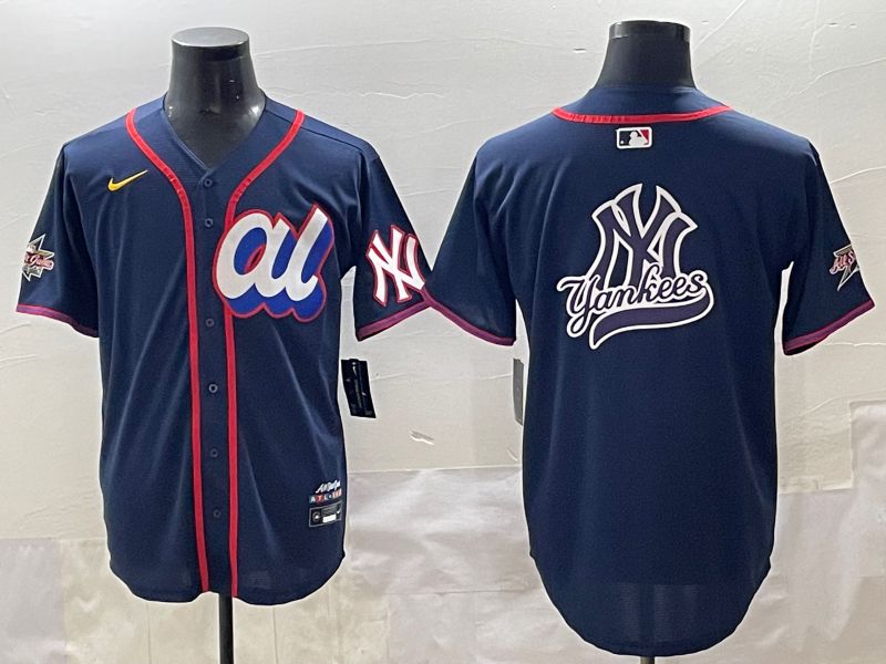 Men 2025 New York Yankees Blank Drak Blue All star Blank Blue Nike MLB Jersey style 10->los angeles dodgers->MLB Jersey